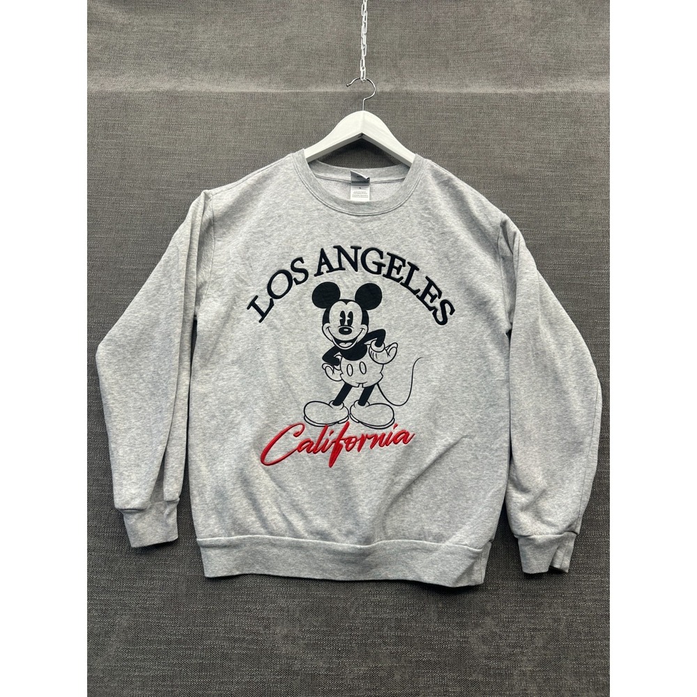 Disney Mickey Mouse Sweatshirt Womens Large Heather Gray Cotton Fleece Lined